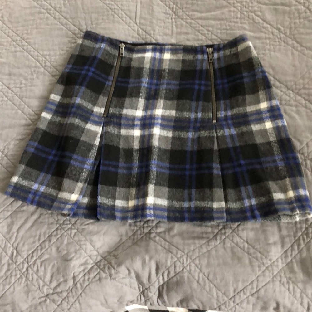 Wool Blend Plaid Miniskirt
